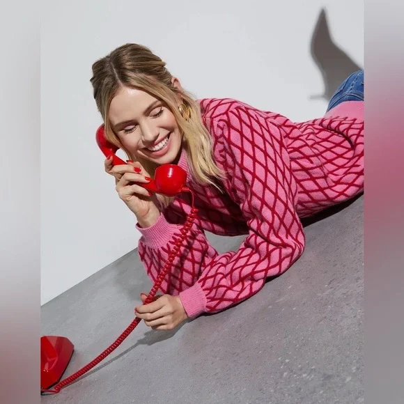 Vici Pink & Red Sweater Size M - Picture 2 of 5